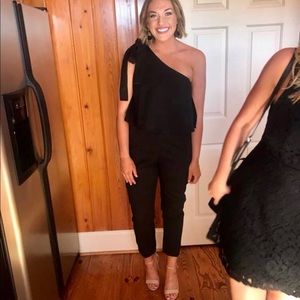 missguided one shoulder bow jumpsuit